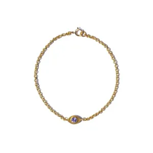20K Yellow Gold Tanzanite Evil Eye Bracelet