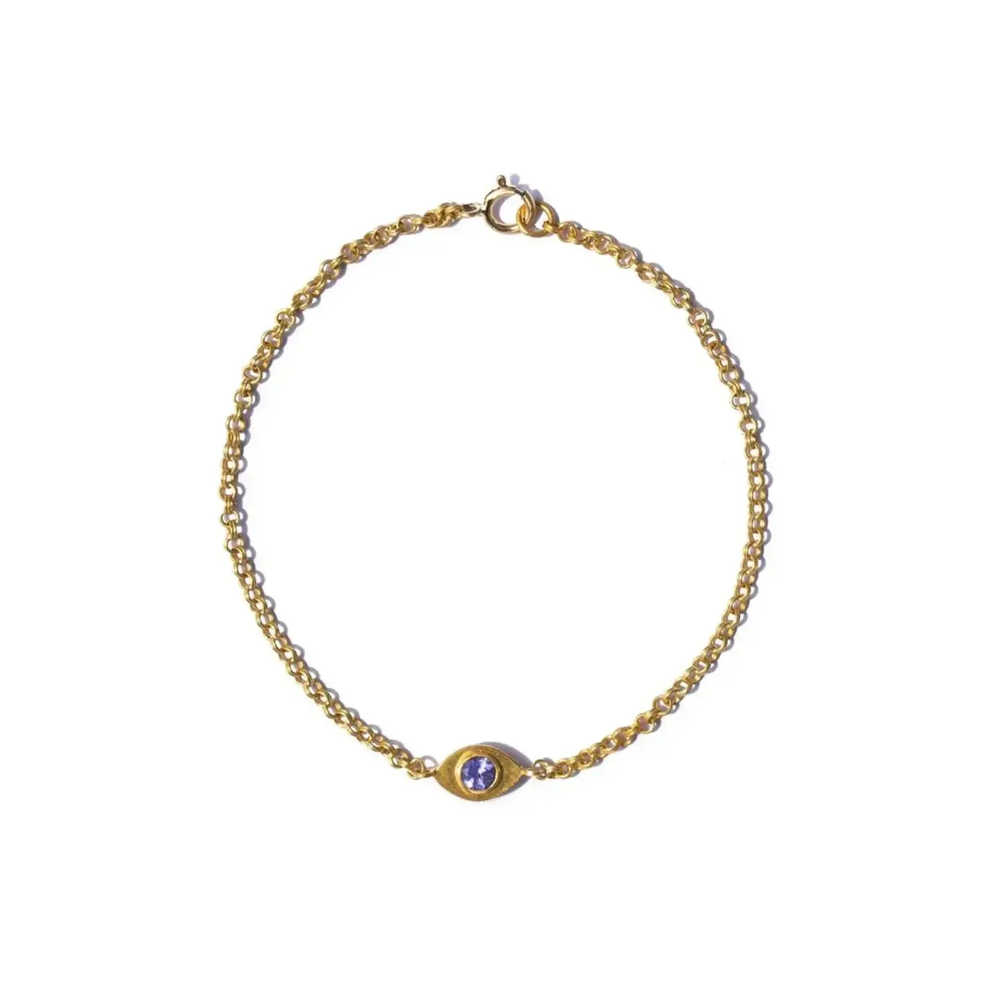 20K Yellow Gold Tanzanite Evil Eye Bracelet