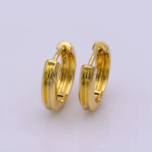 24K Gold Filled Curved 16.2mm Huggie Hoop Geometric Earrings | Leo-569