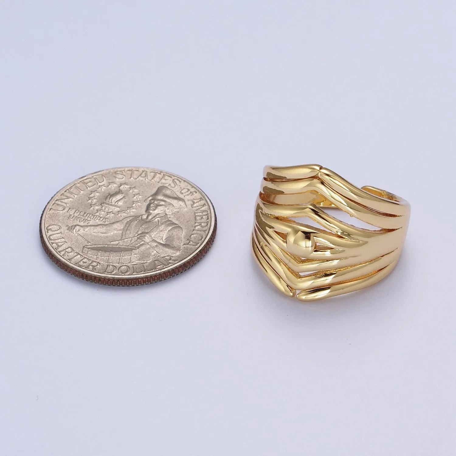 24K Gold Filled Statement Multiple Band Geometric Ring | Y-371