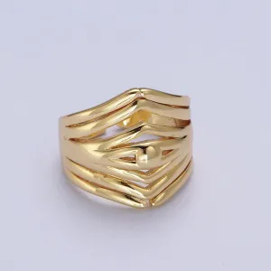 24K Gold Filled Statement Multiple Band Geometric Ring | Y-371