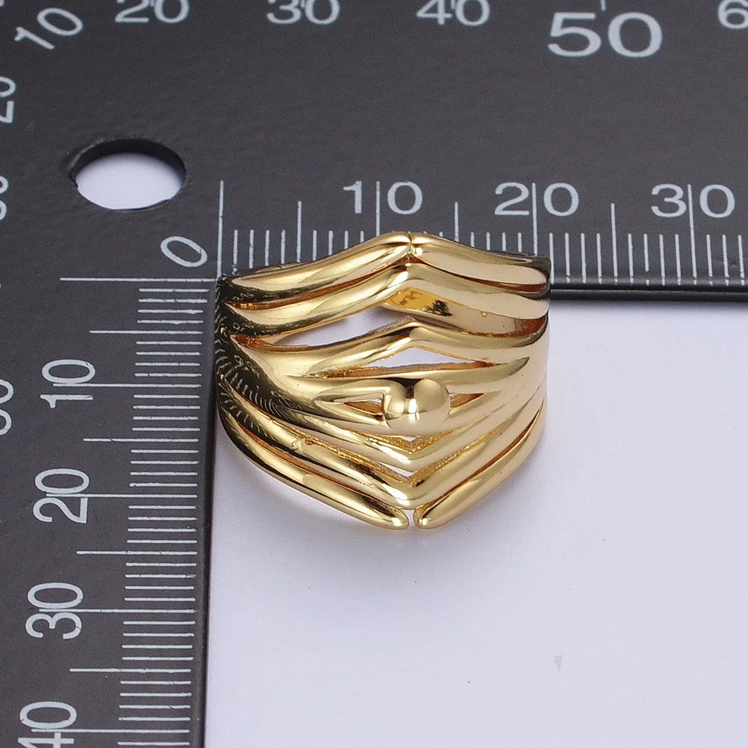 24K Gold Filled Statement Multiple Band Geometric Ring | Y-371