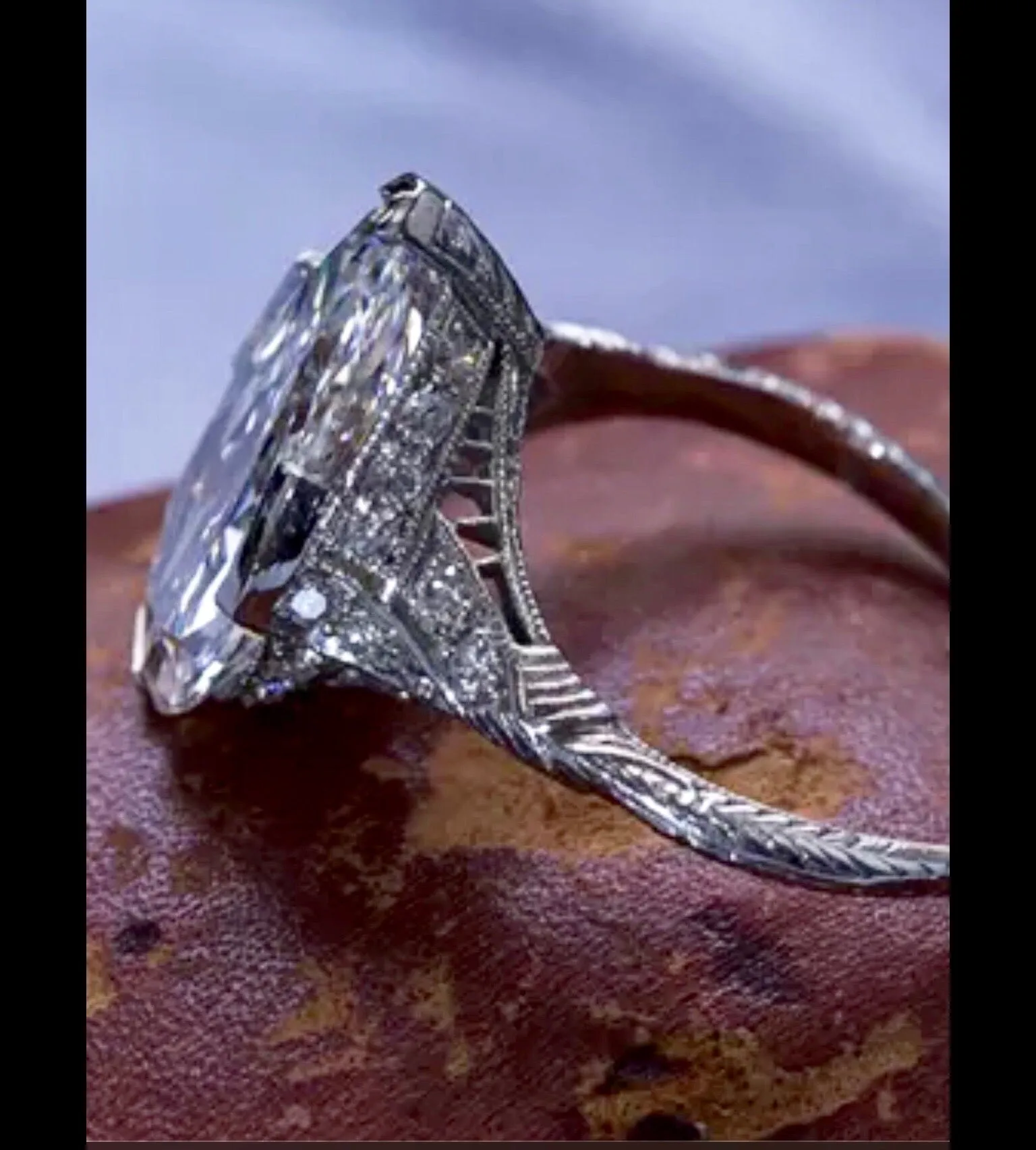 2.70 Ct. Antique Pear Cut Edwardian Style Diamond Engagement Ring VS2 G