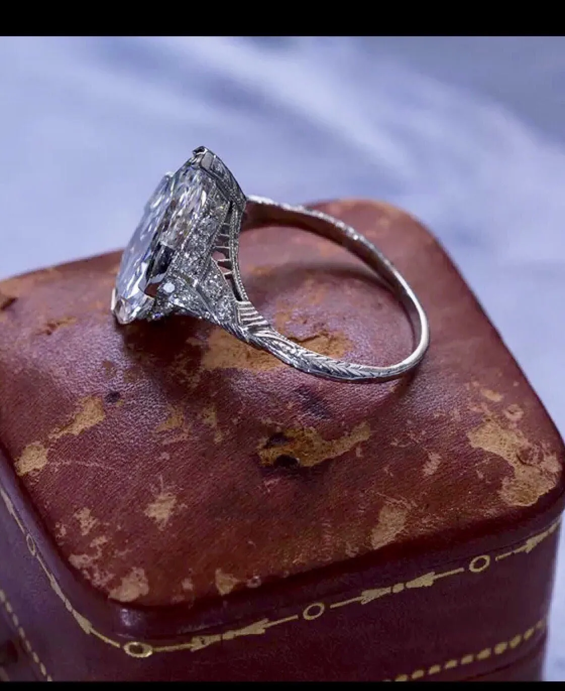 2.70 Ct. Antique Pear Cut Edwardian Style Diamond Engagement Ring VS2 G