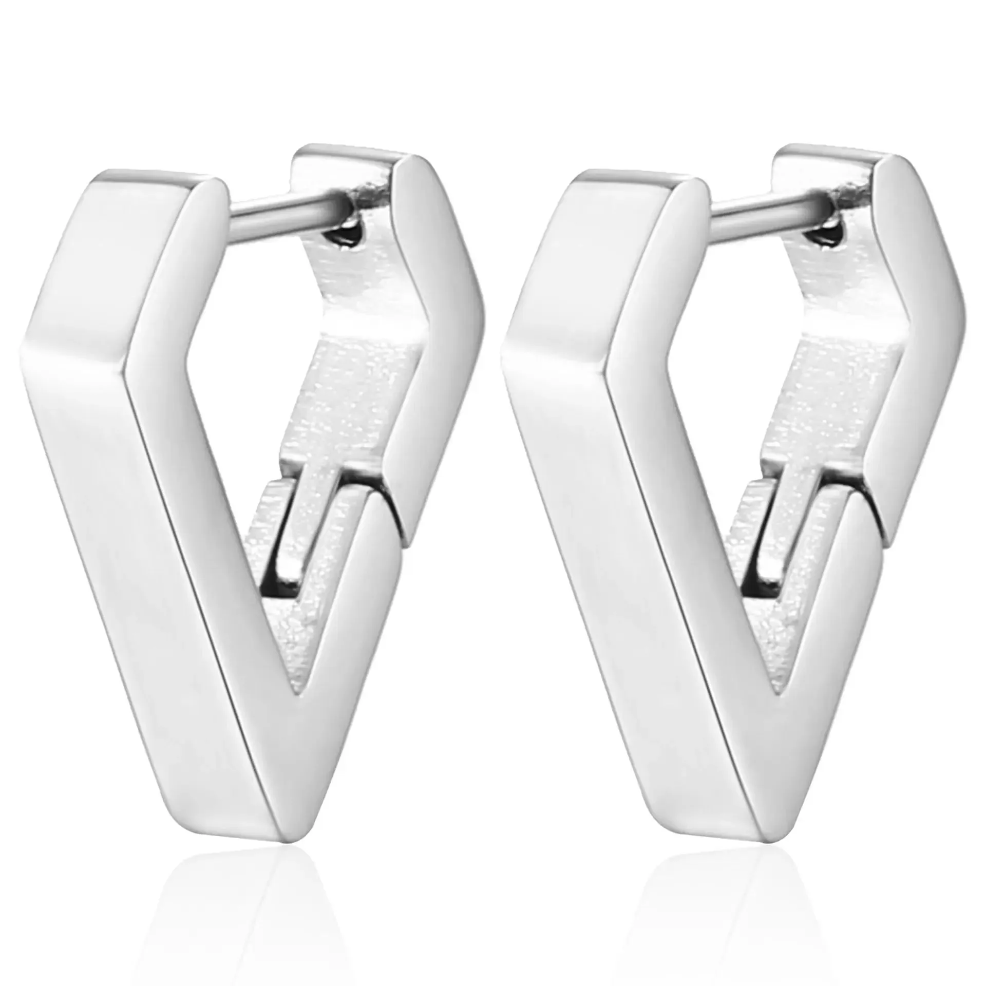 2PCS New Gold Color Square Hoop Earrings Women Men Stainless Steel Huggie Minimalist Punk Unisex Rock Earrings Piercing Jewelry