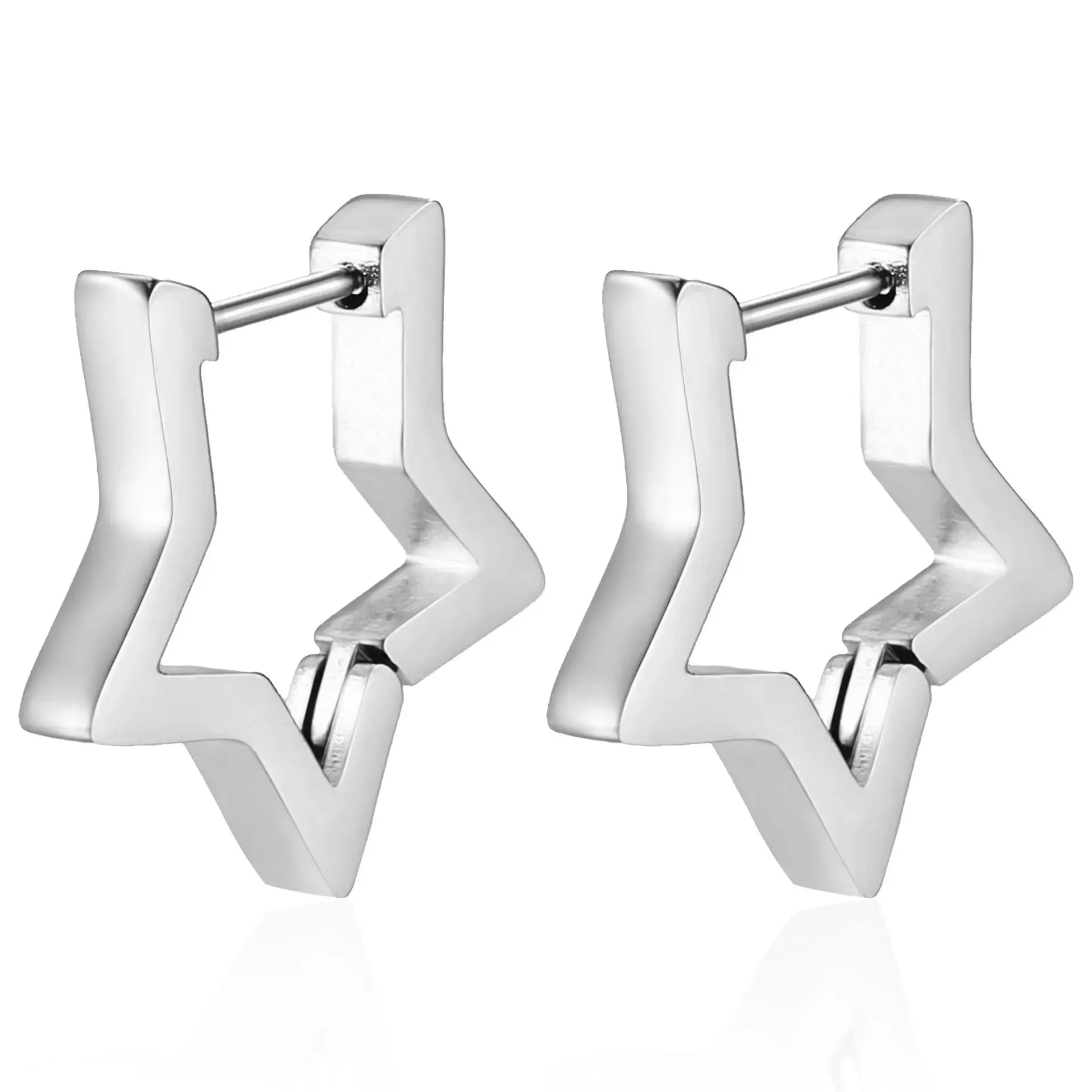 2PCS New Gold Color Square Hoop Earrings Women Men Stainless Steel Huggie Minimalist Punk Unisex Rock Earrings Piercing Jewelry