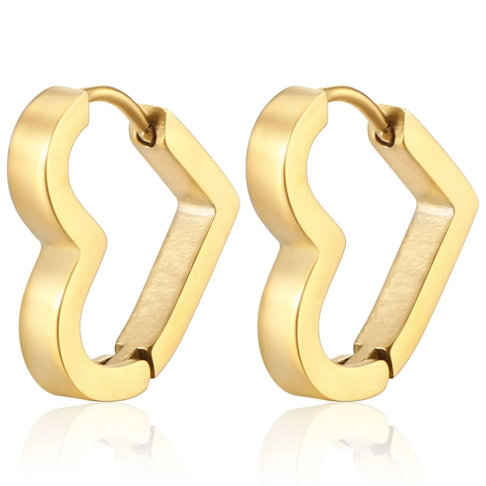 2PCS New Gold Color Square Hoop Earrings Women Men Stainless Steel Huggie Minimalist Punk Unisex Rock Earrings Piercing Jewelry
