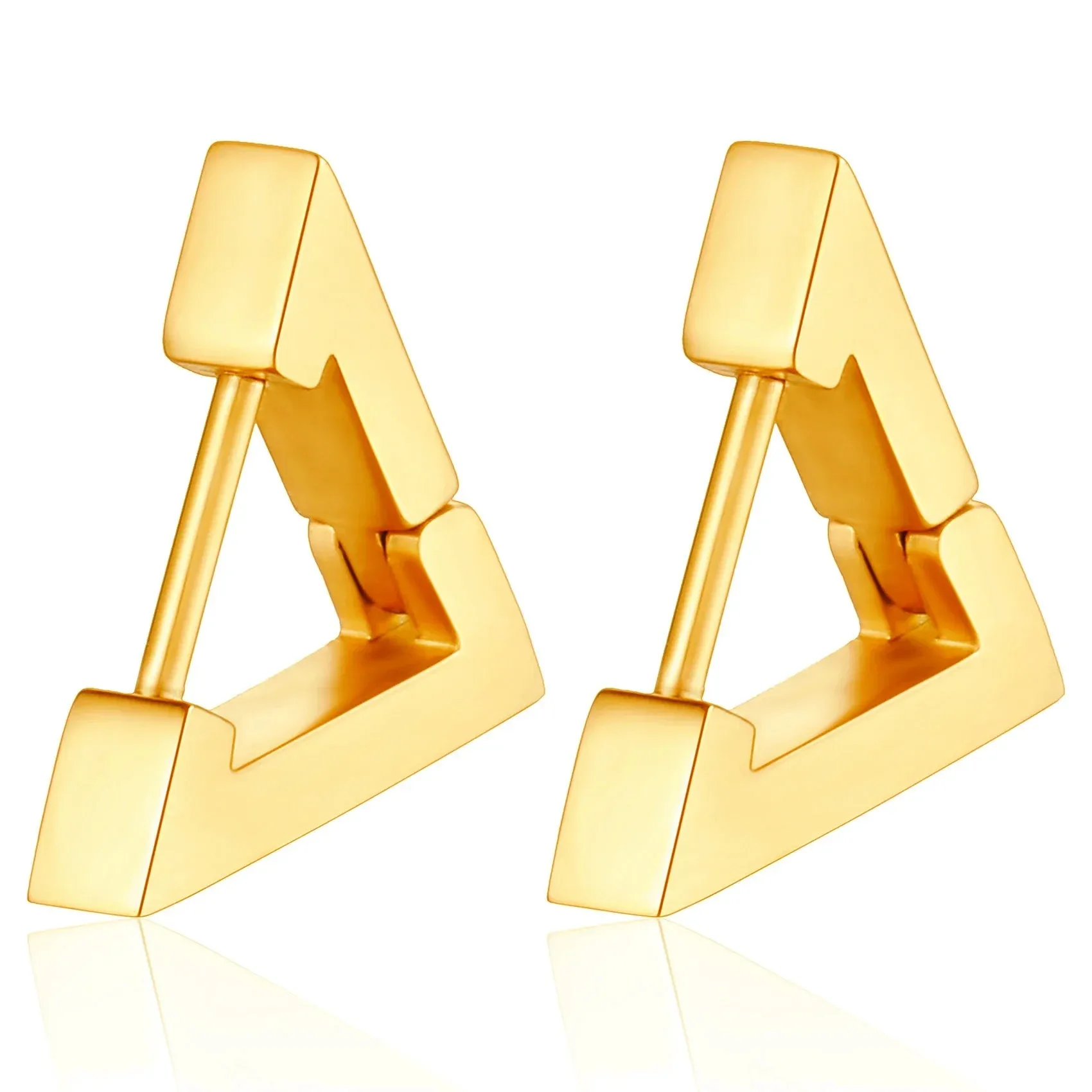 2PCS New Gold Color Square Hoop Earrings Women Men Stainless Steel Huggie Minimalist Punk Unisex Rock Earrings Piercing Jewelry