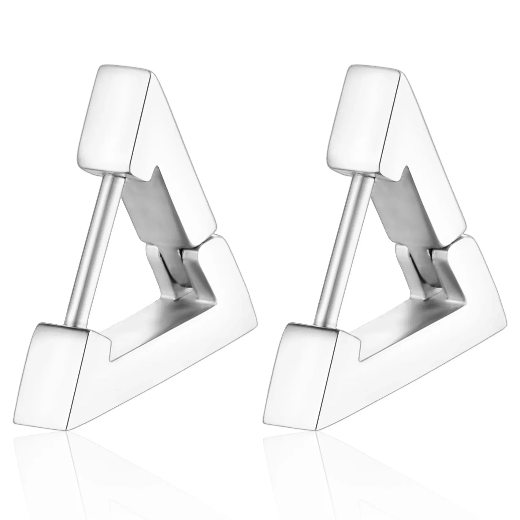 2PCS New Gold Color Square Hoop Earrings Women Men Stainless Steel Huggie Minimalist Punk Unisex Rock Earrings Piercing Jewelry