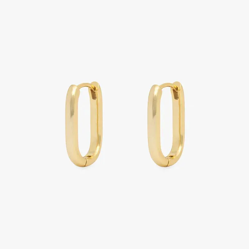 2PCS New Gold Color Square Hoop Earrings Women Men Stainless Steel Huggie Minimalist Punk Unisex Rock Earrings Piercing Jewelry