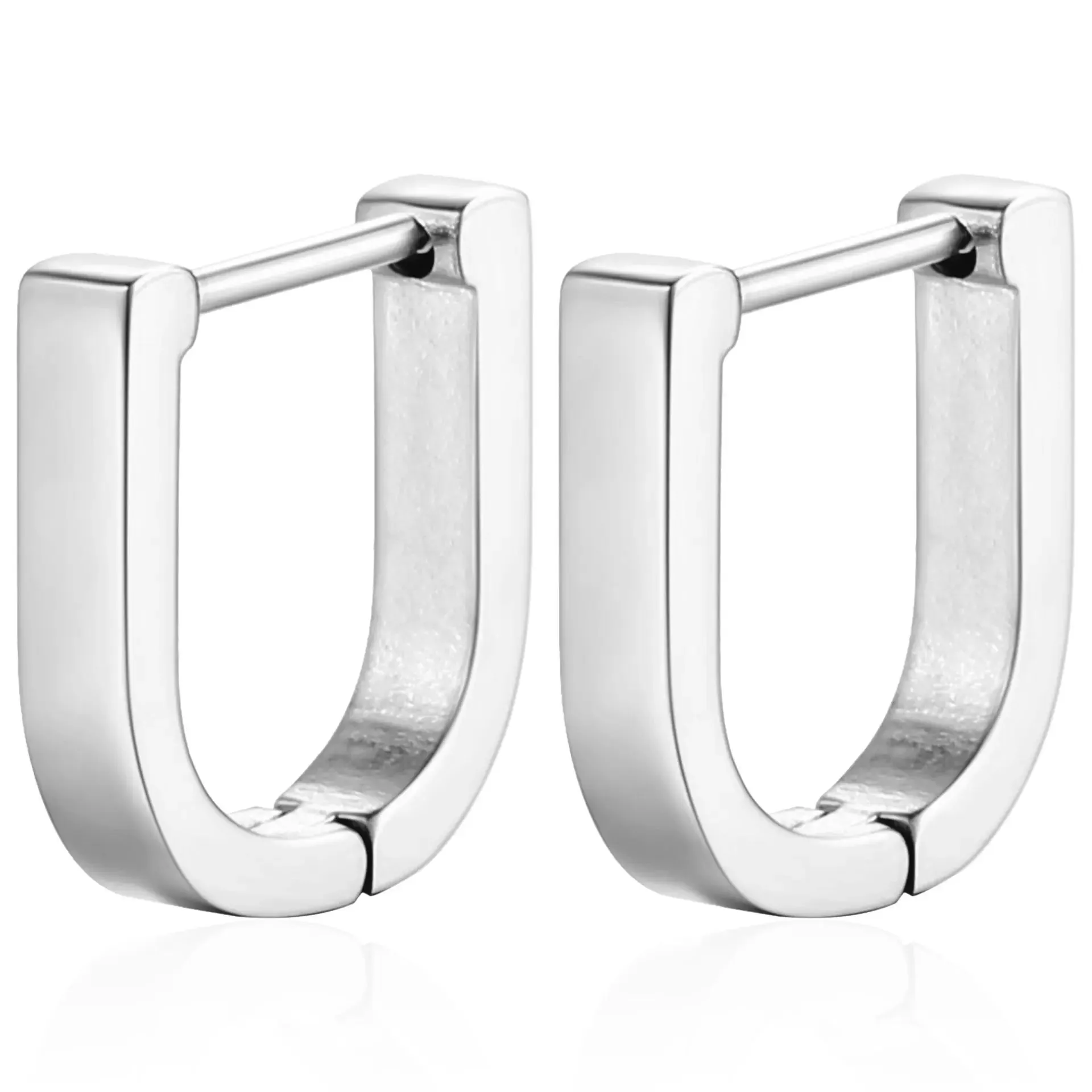 2PCS New Gold Color Square Hoop Earrings Women Men Stainless Steel Huggie Minimalist Punk Unisex Rock Earrings Piercing Jewelry