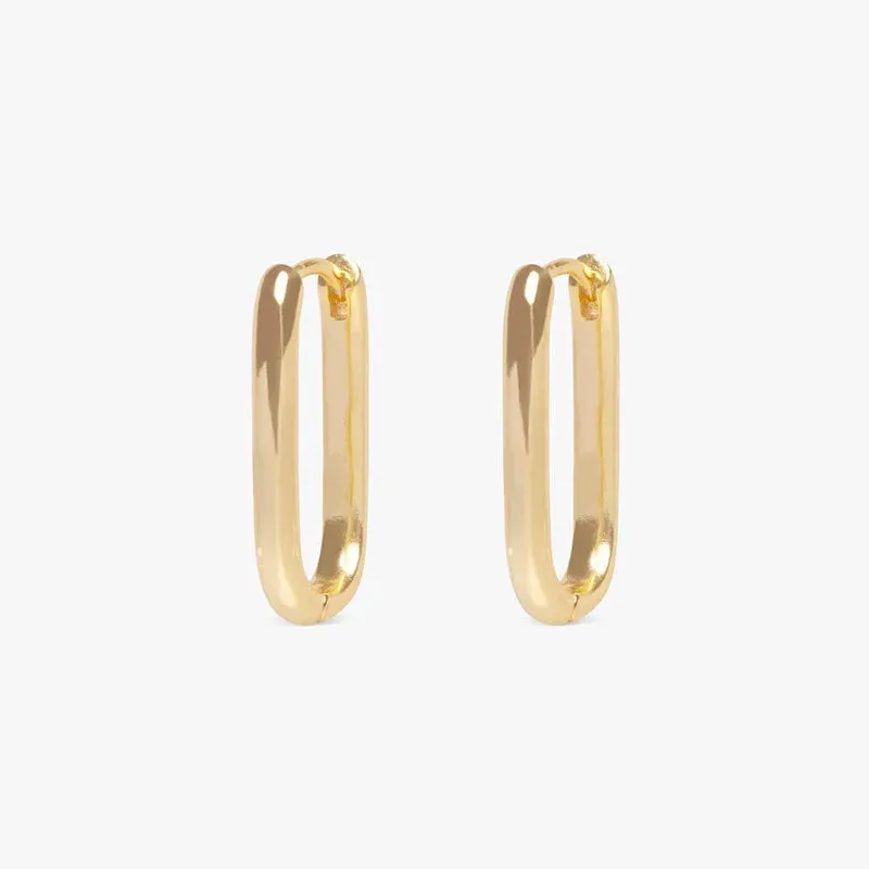 2PCS New Gold Color Square Hoop Earrings Women Men Stainless Steel Huggie Minimalist Punk Unisex Rock Earrings Piercing Jewelry
