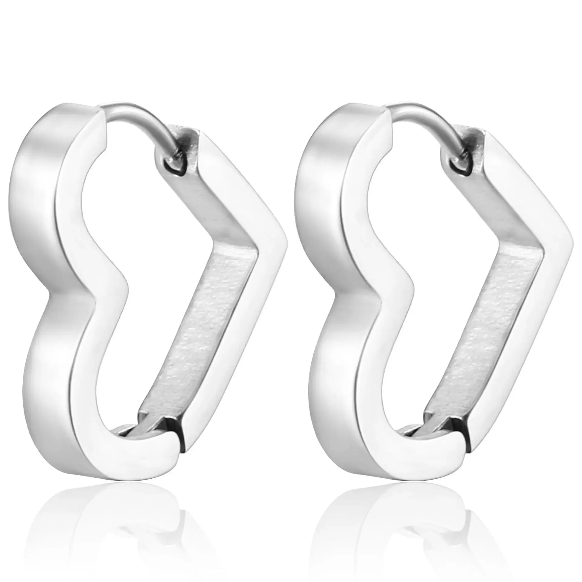 2PCS New Gold Color Square Hoop Earrings Women Men Stainless Steel Huggie Minimalist Punk Unisex Rock Earrings Piercing Jewelry
