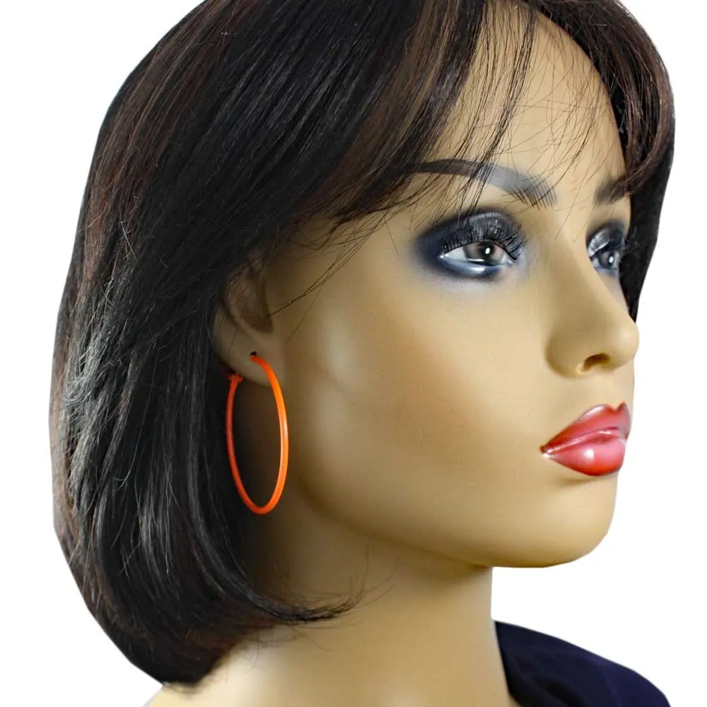 2" Medium Sized Orange Skinny Hoop Pierced Earring - FE220OG