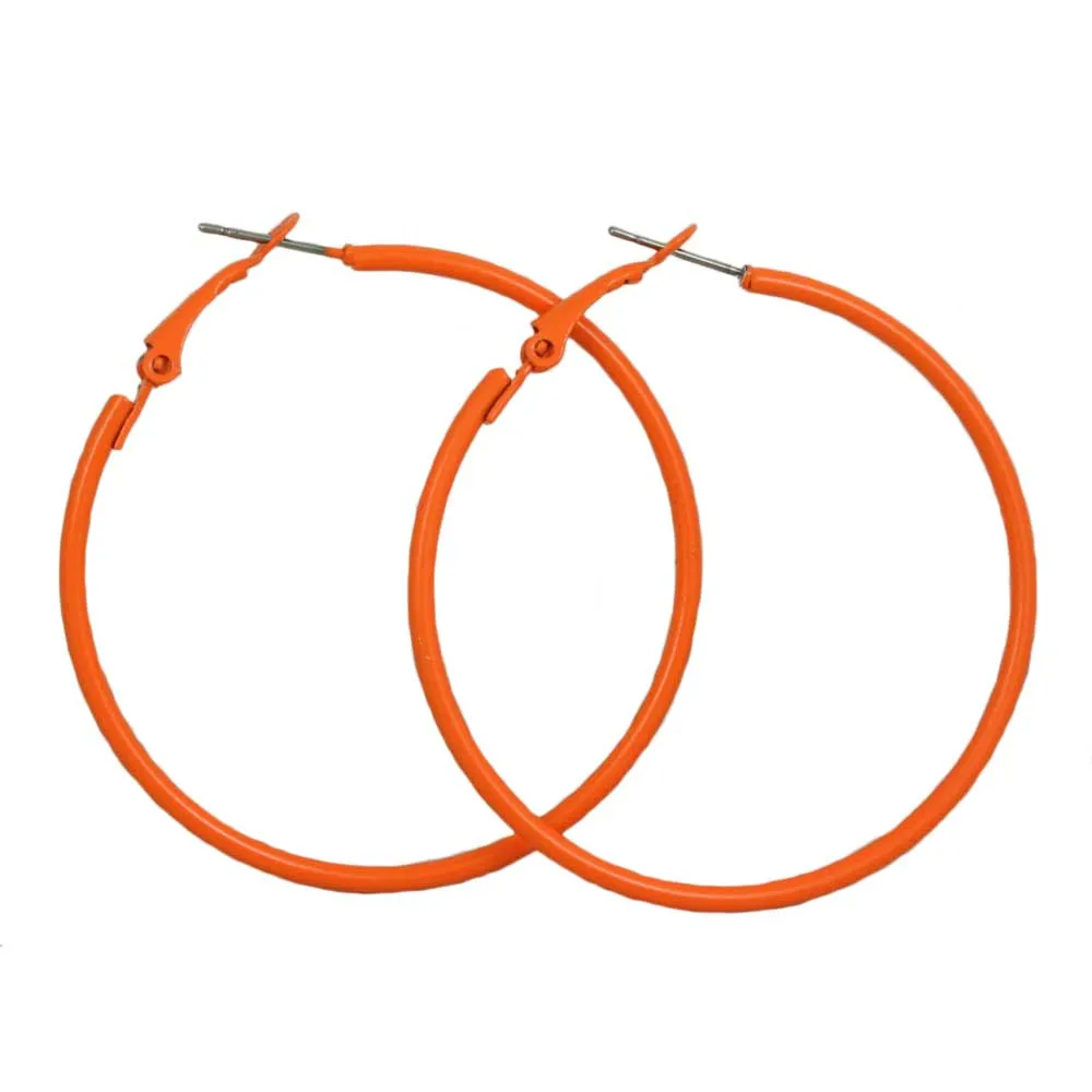 2" Medium Sized Orange Skinny Hoop Pierced Earring - FE220OG