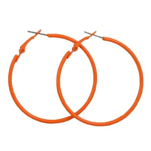 2" Medium Sized Orange Skinny Hoop Pierced Earring - FE220OG