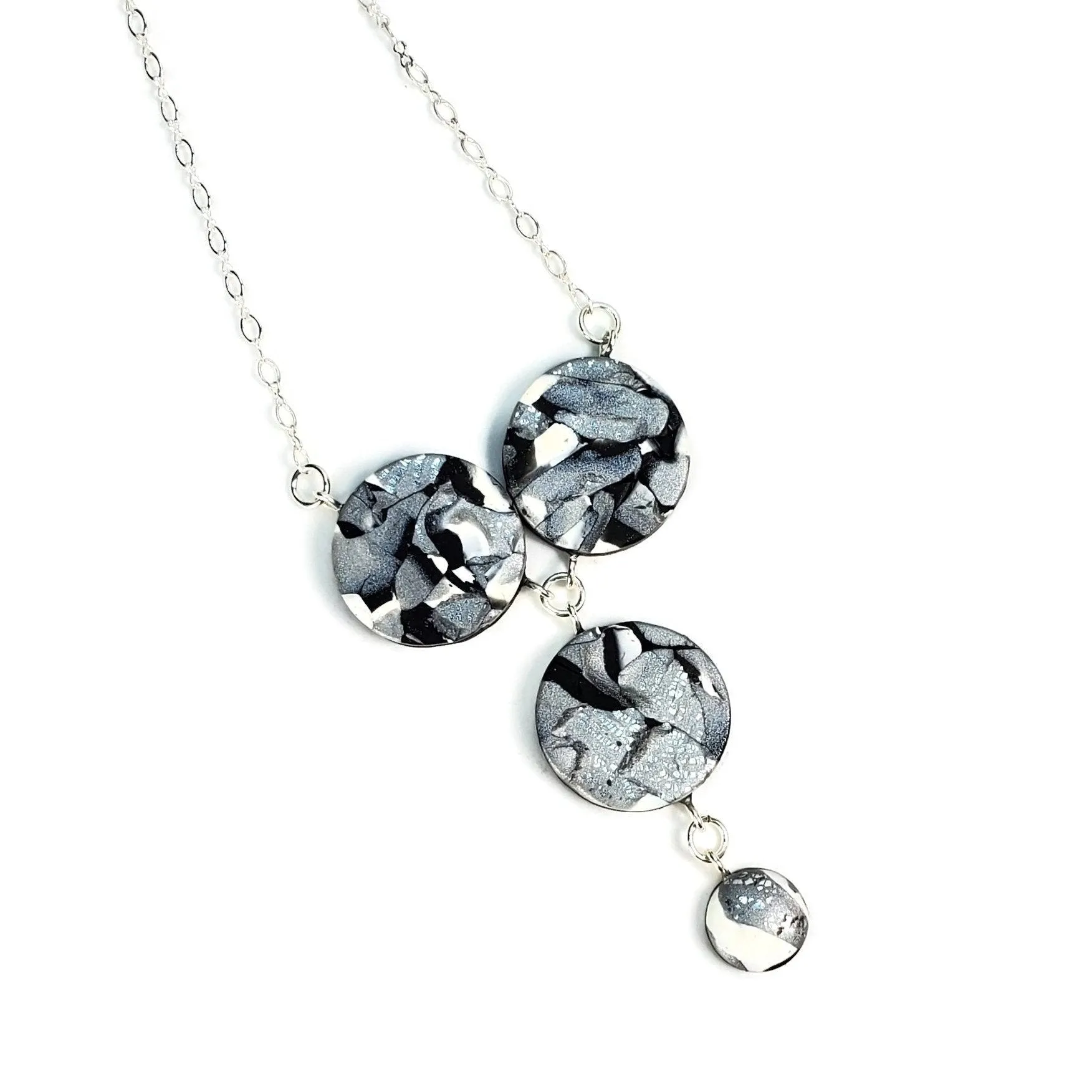 3 Coin Link Necklace - Calacatta