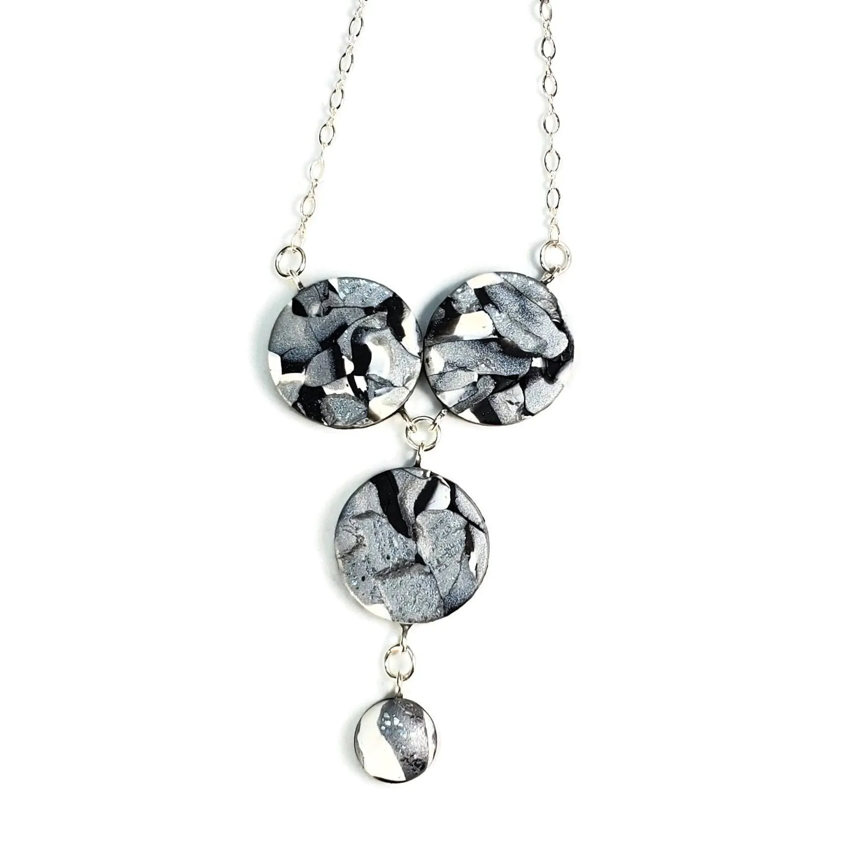 3 Coin Link Necklace - Calacatta
