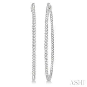 3 ctw Inside-Out Round Cut Diamond 2-Inch Hoop Earrings in 14K White Gold