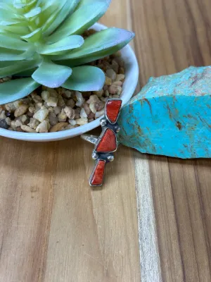 3 Stone Orange Spiny Ring