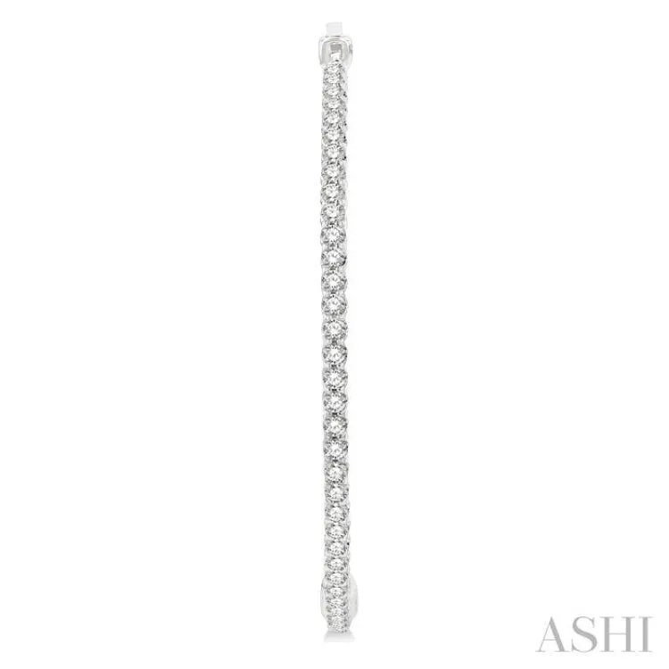 4 ctw Inside-Out Round Cut Diamond 2-Inch Hoop Earrings in 14K White Gold