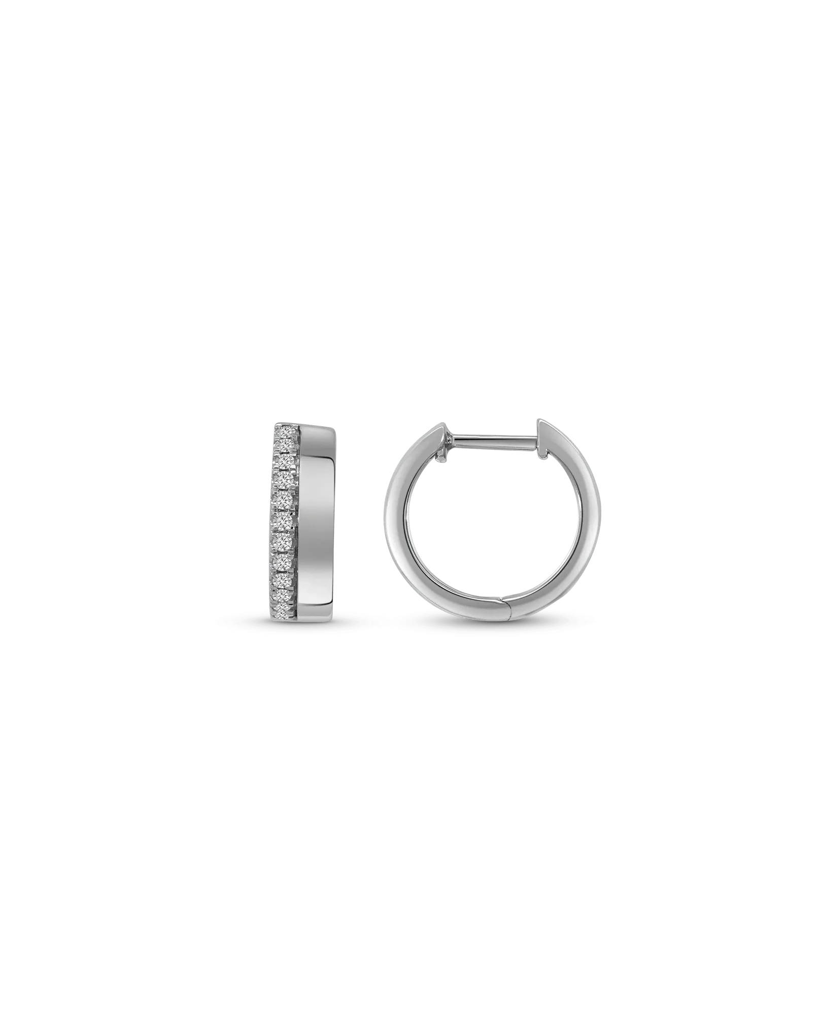 4.5MM Cigar Hoop Earrings .24 Carat TW Diamond | 10kt White Gold