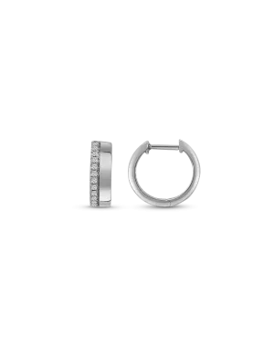 4.5MM Cigar Hoop Earrings .24 Carat TW Diamond | 10kt White Gold
