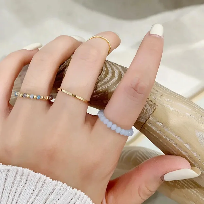 4PCS Crystal Beaded Vintage Rings Set