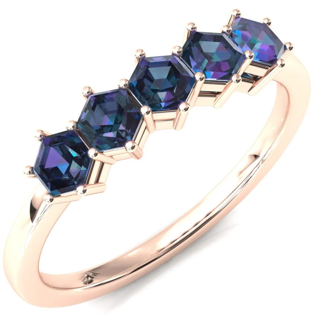 5-Stone 5mm Hexagon Wedding Band