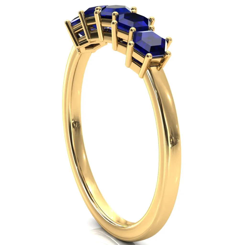 5-Stone 5mm Hexagon Wedding Band