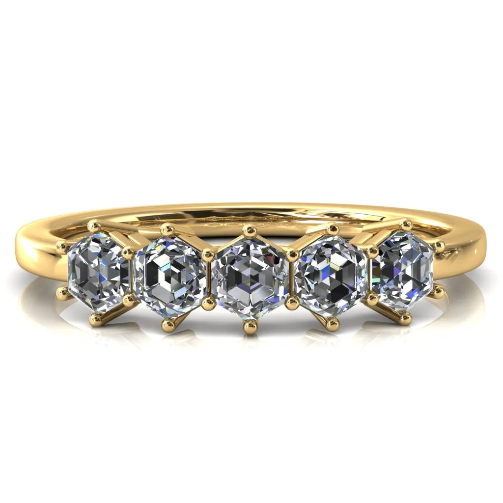 5-Stone 5mm Hexagon Wedding Band