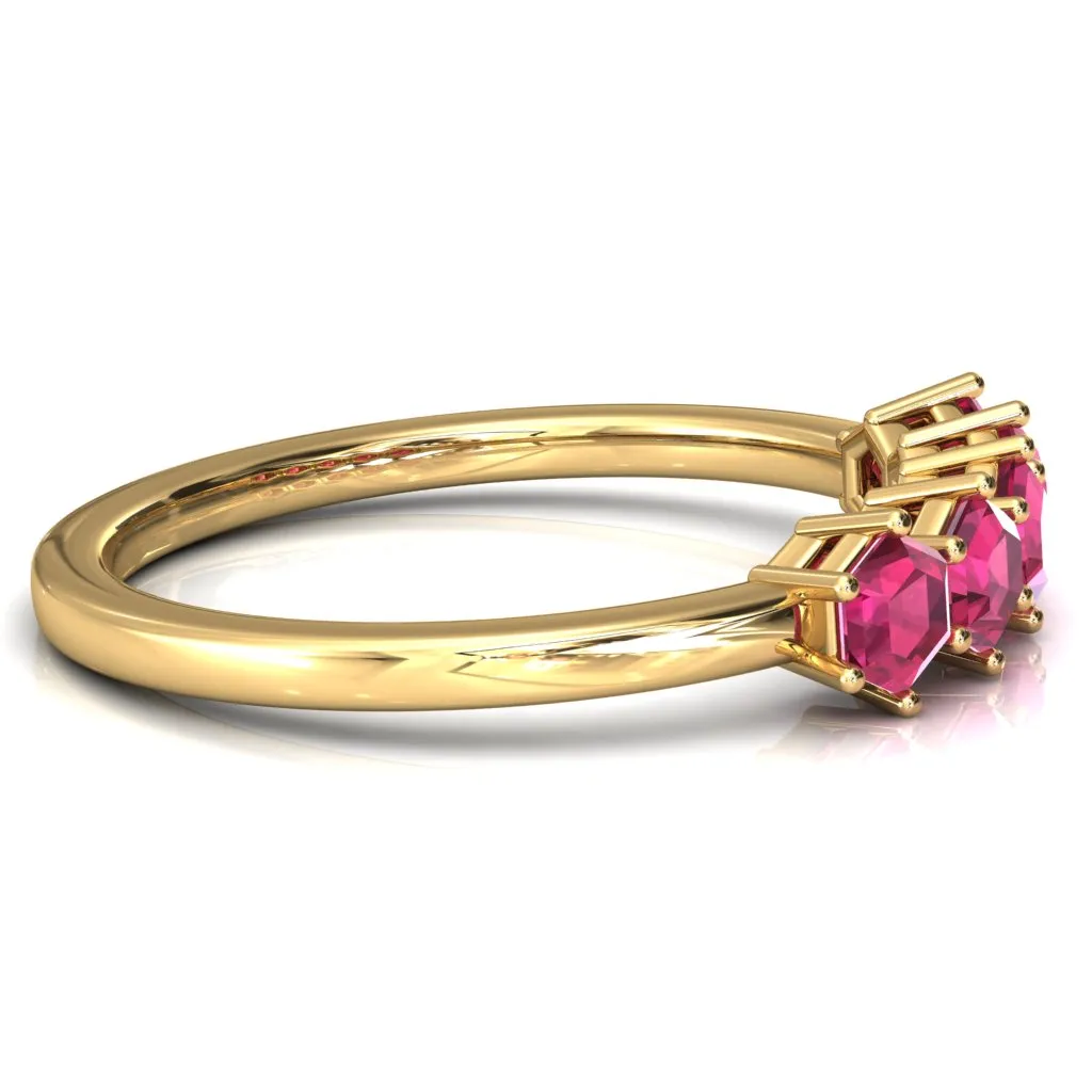 5-Stone 5mm Hexagon Wedding Band
