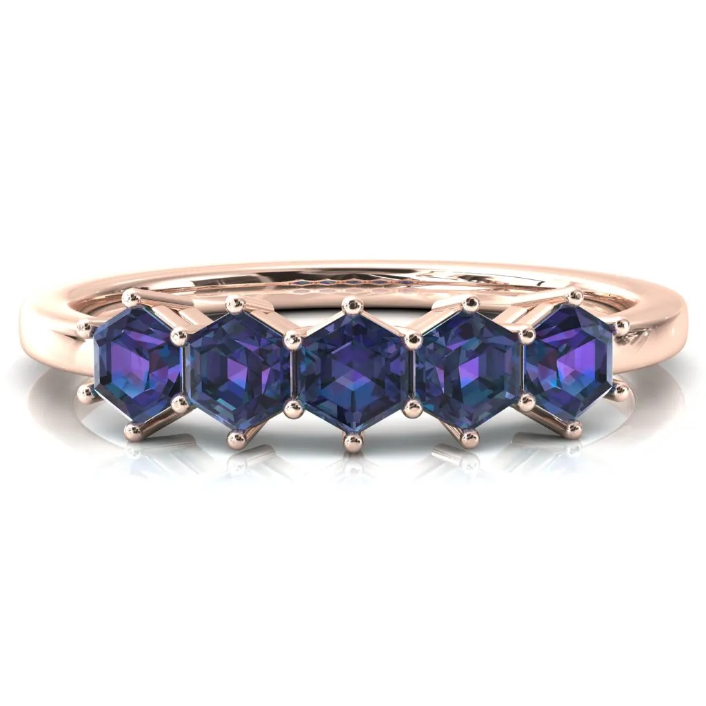 5-Stone 5mm Hexagon Wedding Band
