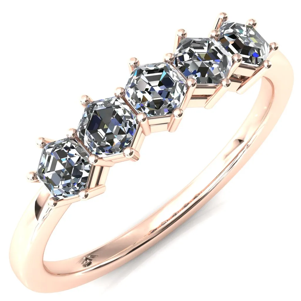 5-Stone 5mm Hexagon Wedding Band