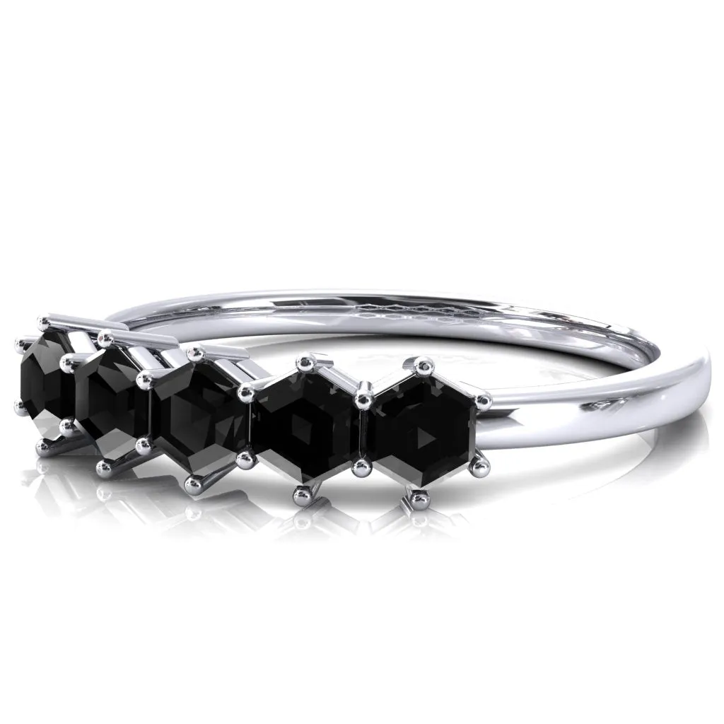 5-Stone 5mm Hexagon Wedding Band