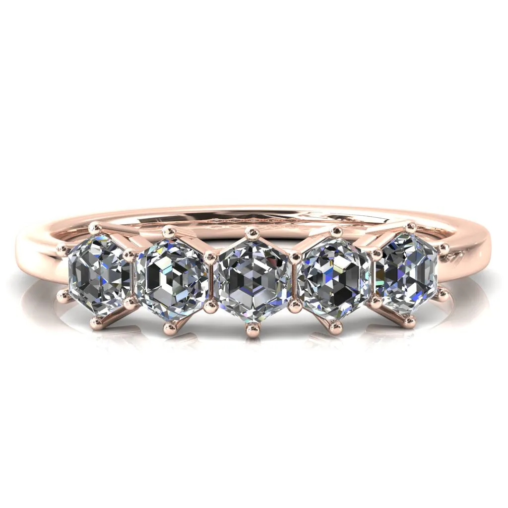 5-Stone 5mm Hexagon Wedding Band