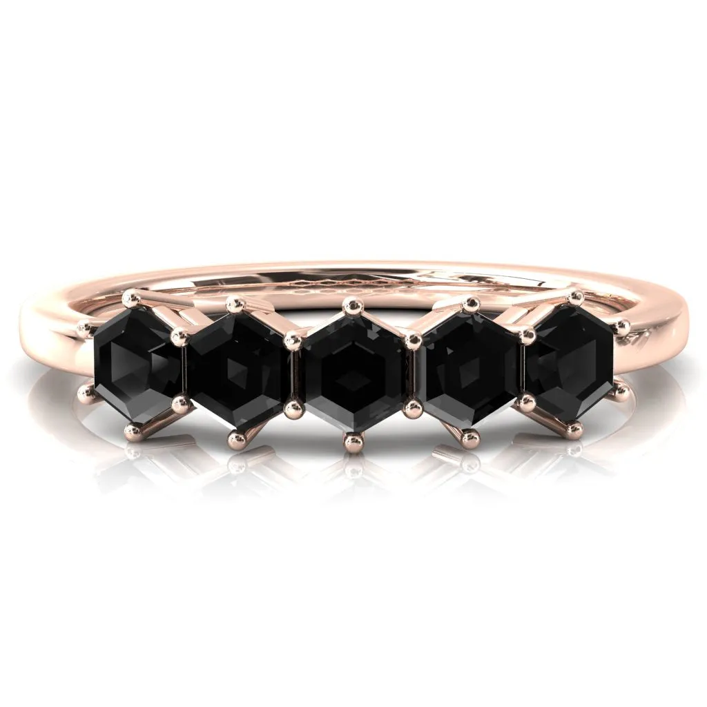 5-Stone 5mm Hexagon Wedding Band