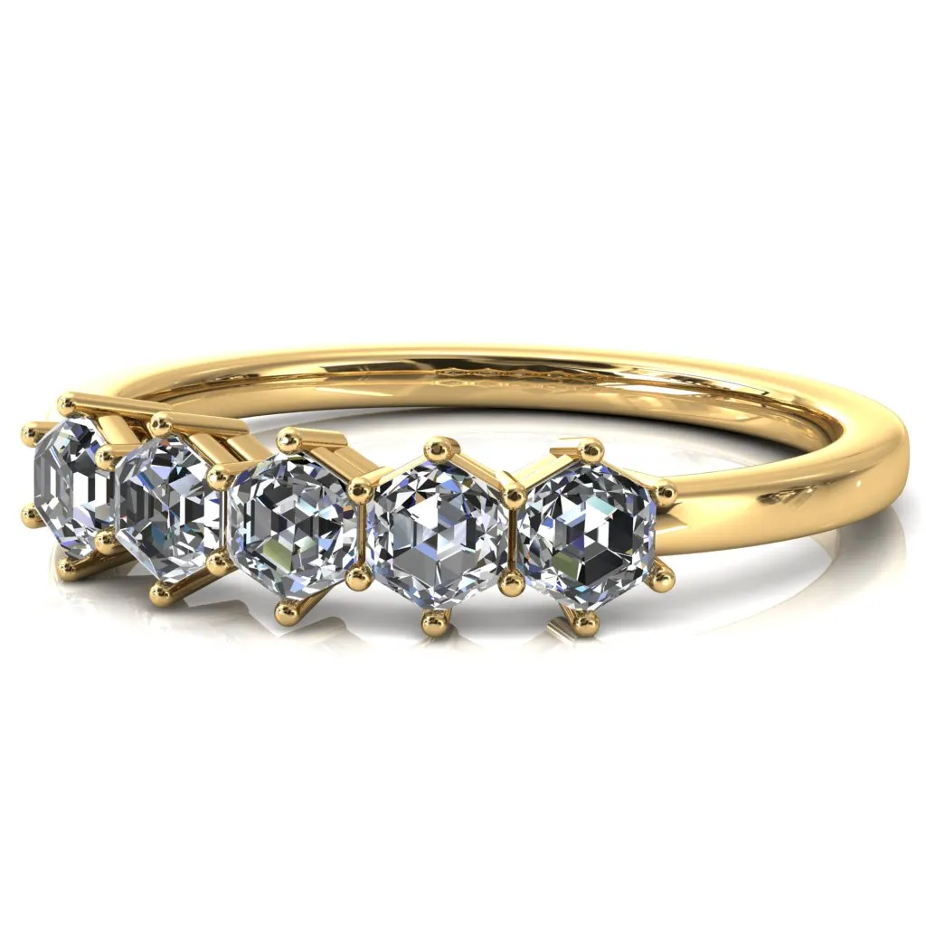 5-Stone 5mm Hexagon Wedding Band