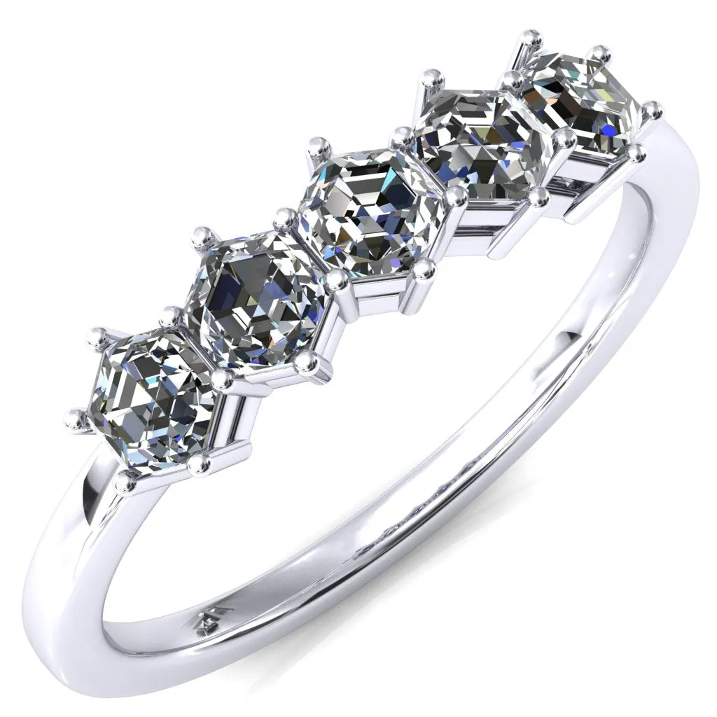 5-Stone 5mm Hexagon Wedding Band