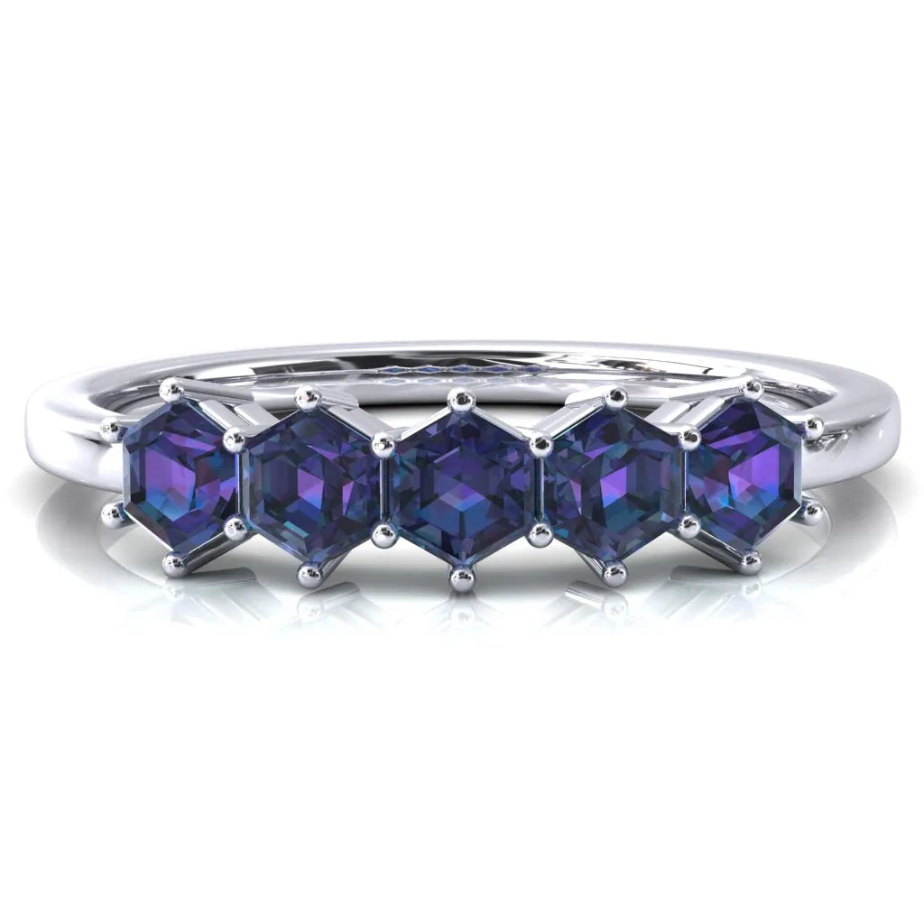 5-Stone 5mm Hexagon Wedding Band