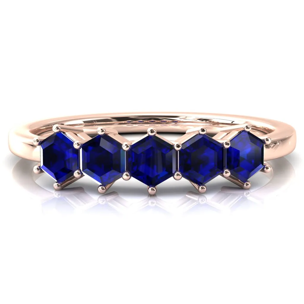 5-Stone 5mm Hexagon Wedding Band