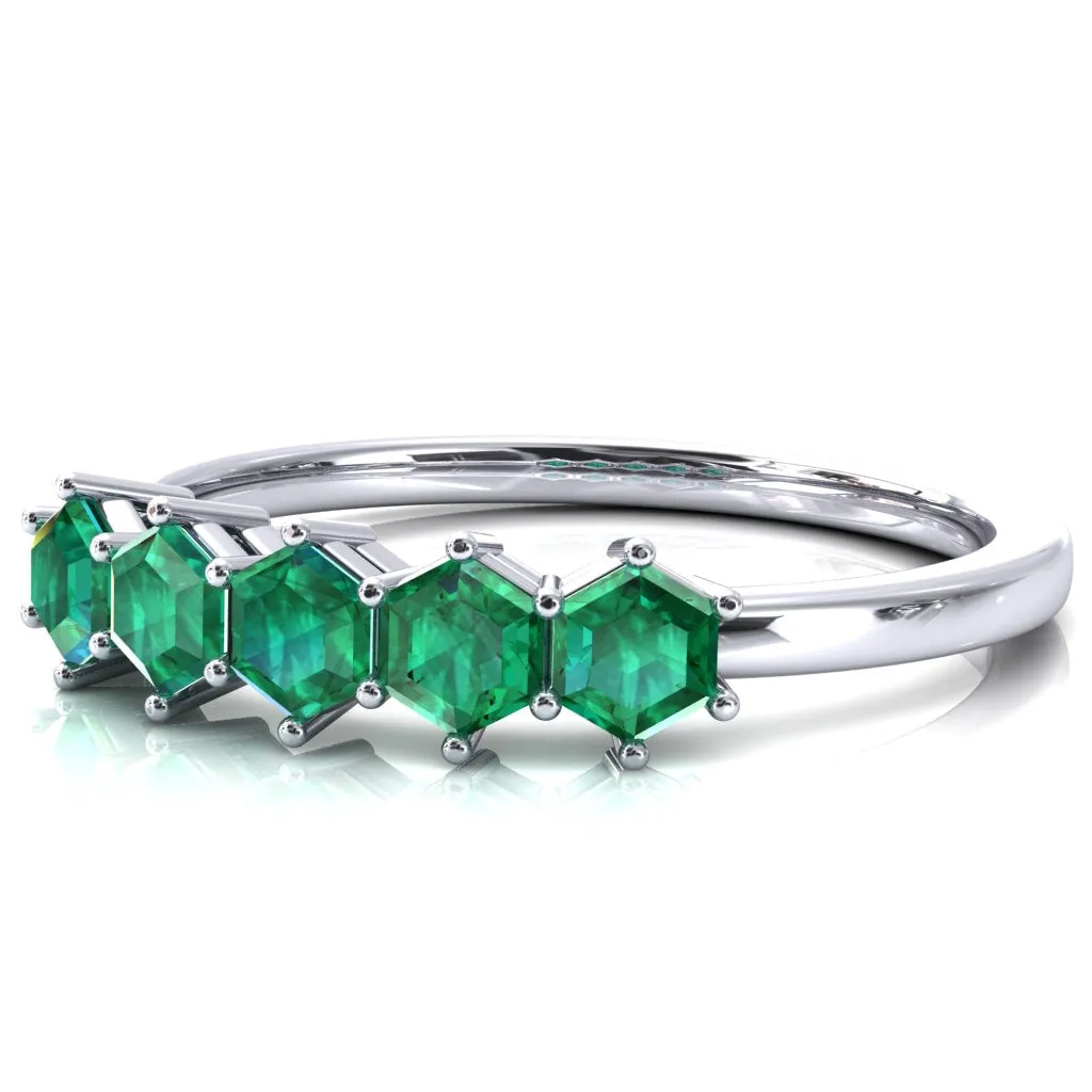 5-Stone 5mm Hexagon Wedding Band