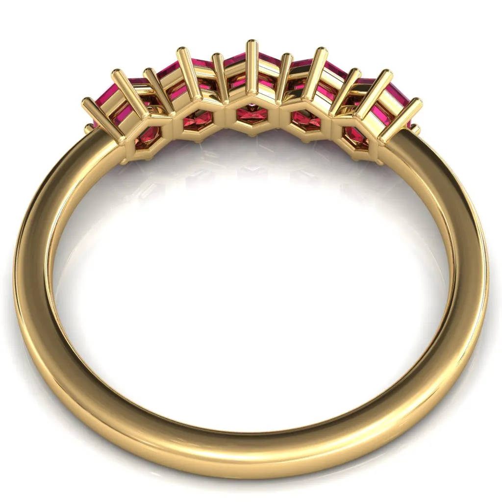 5-Stone 5mm Hexagon Wedding Band