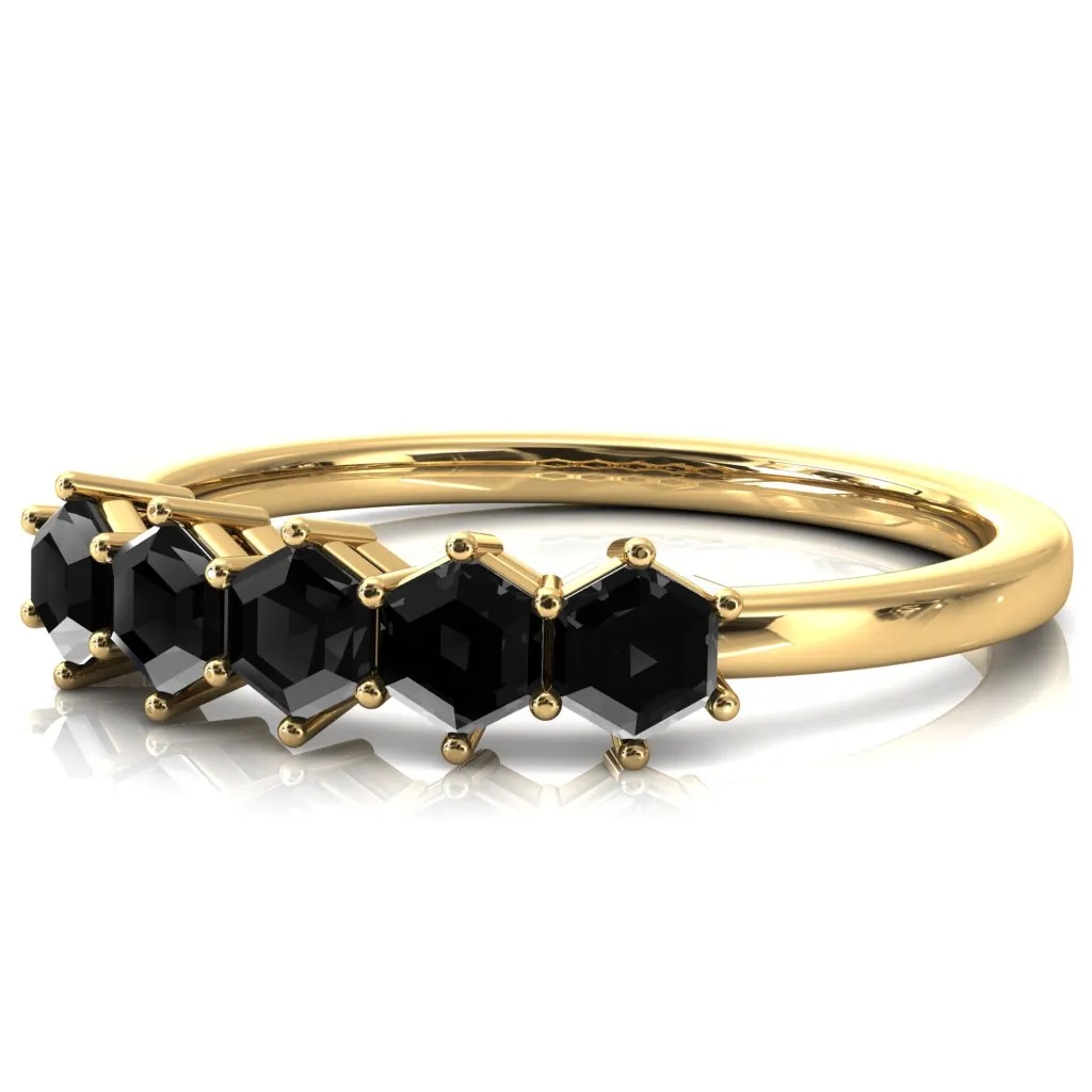 5-Stone 5mm Hexagon Wedding Band