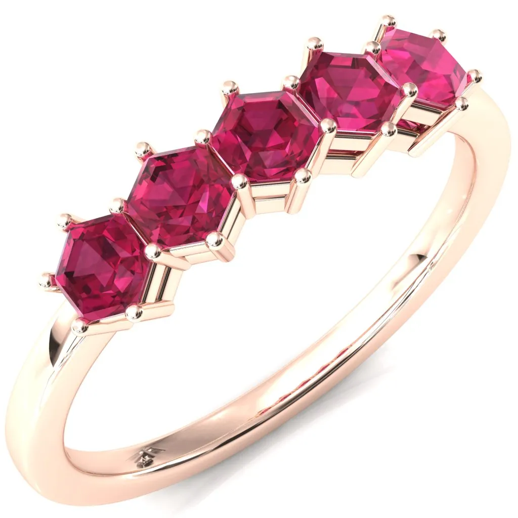 5-Stone 5mm Hexagon Wedding Band