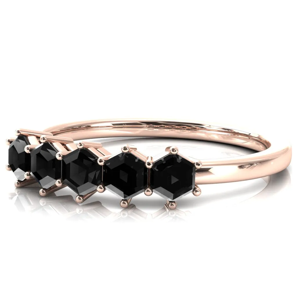 5-Stone 5mm Hexagon Wedding Band