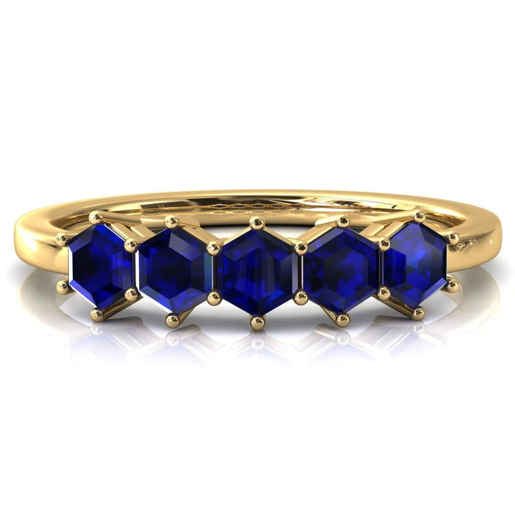 5-Stone 5mm Hexagon Wedding Band
