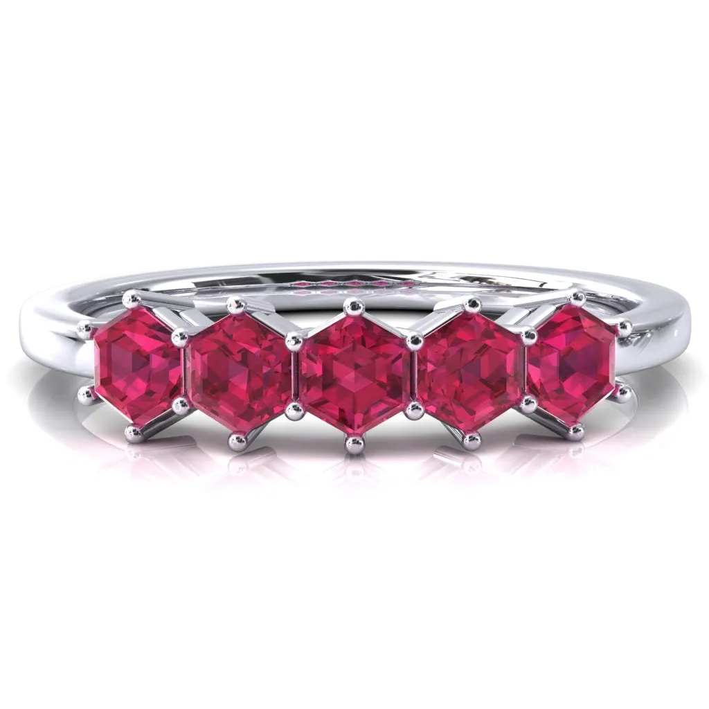 5-Stone 5mm Hexagon Wedding Band