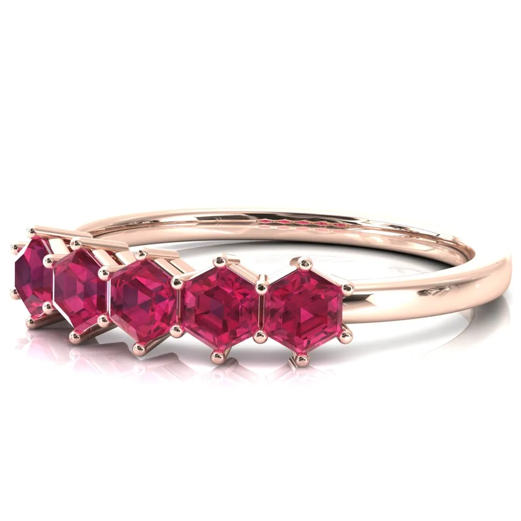 5-Stone 5mm Hexagon Wedding Band