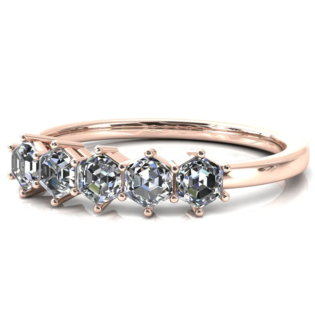 5-Stone 5mm Hexagon Wedding Band